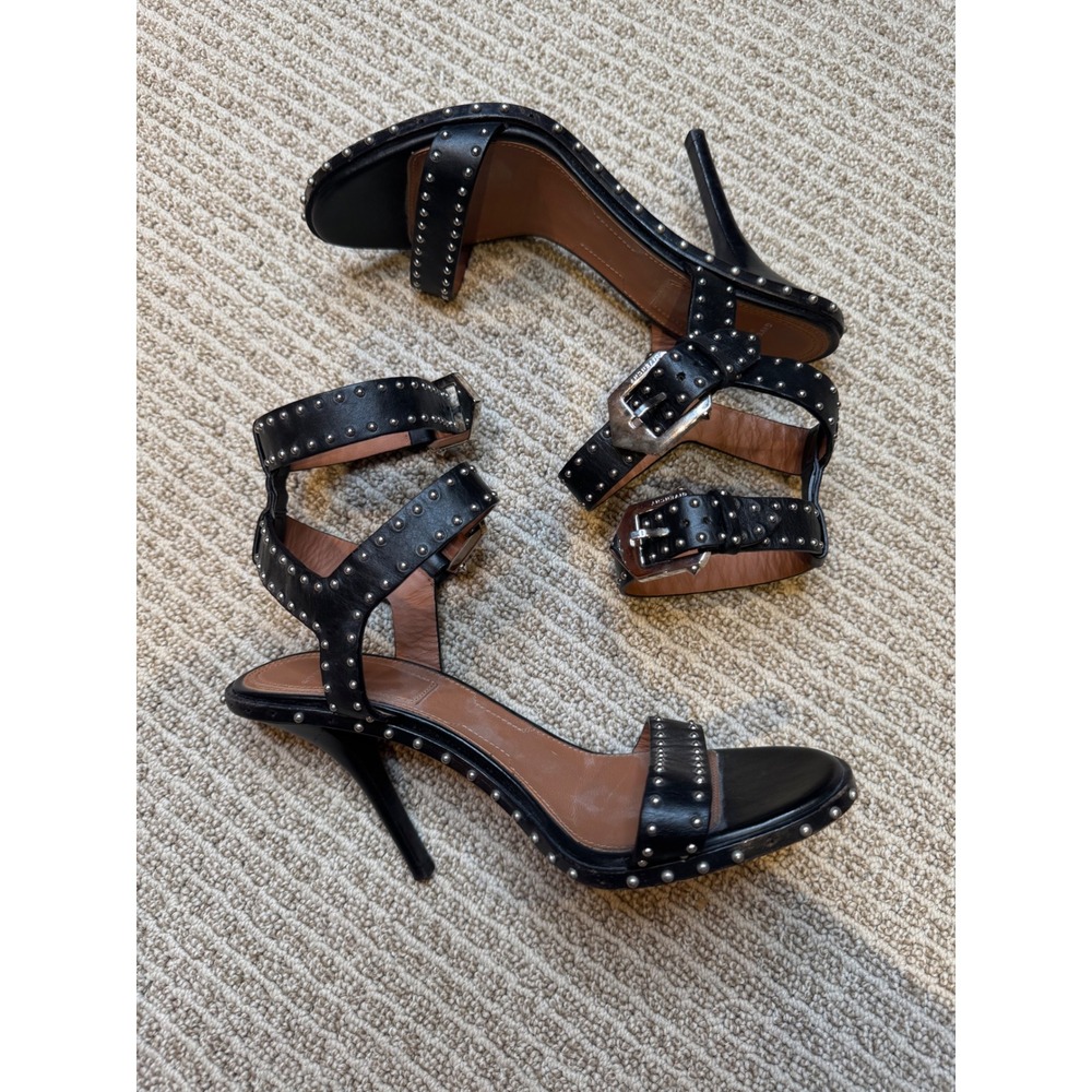 Givenchy Paris Studded Leather‎ Ankle Strap Heeled Sandals Size 39